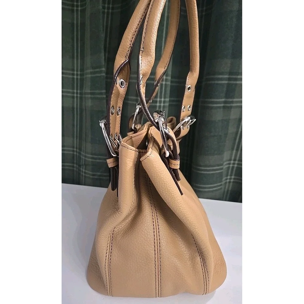 Tignanello Tan Pebble‎ Leather Handbag Shoulder Purse Satchel